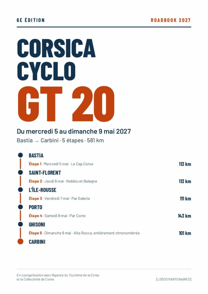 Couverture du roadbook de la Corsica Cyclo GT20 2027